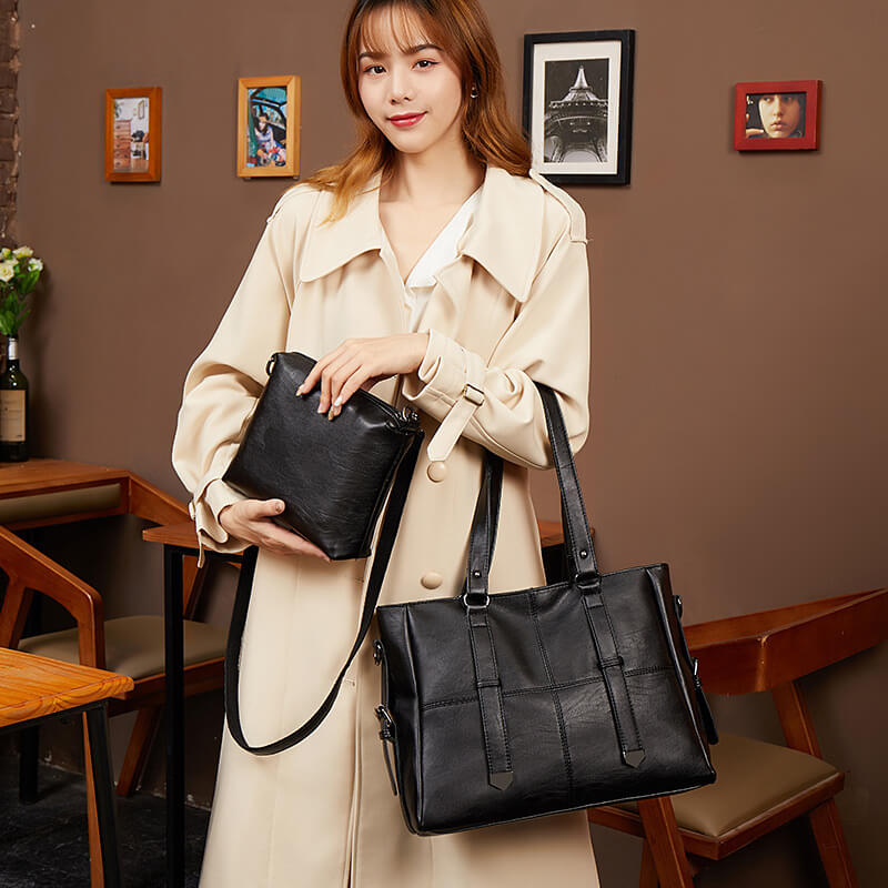 Genuine Leather Large Tote Handbag - Image 2