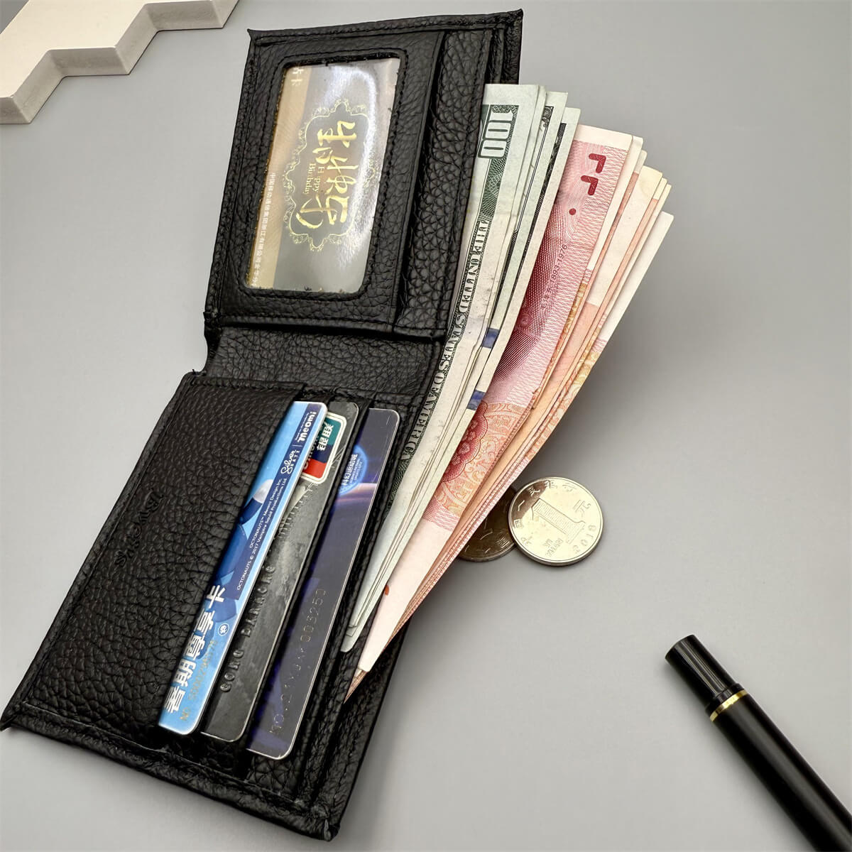 Genuine Cowhide Leather Men's Wallet - Image 2