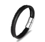 Men's Braided Leather and Tiger Eye Stone Bracelet - Image 4