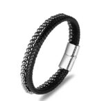 Men's Braided Leather and Tiger Eye Stone Bracelet - Image 2