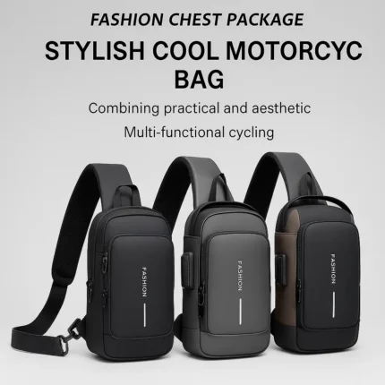 Waterproof anti-theft sling chest bag with USB port and password lock