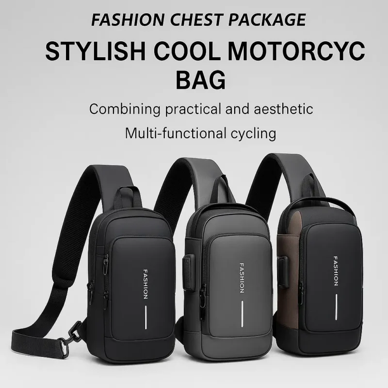 Waterproof anti-theft sling chest bag with USB port and password lock