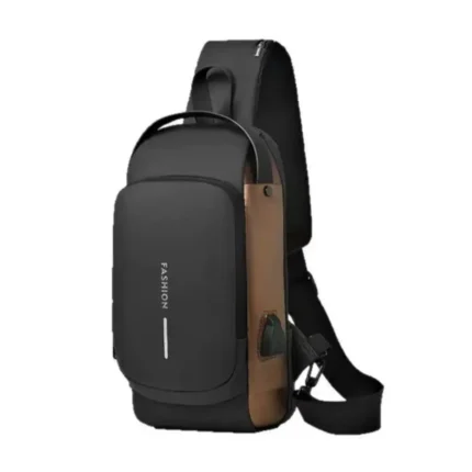 Waterproof anti-theft sling chest bag with USB port and password lock