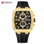 CURREN 8488 men's quartz chronograph watch with calendar and rubber strap