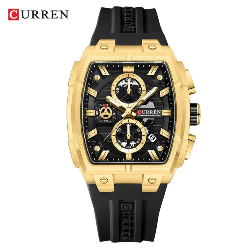 CURREN 8488 men's quartz chronograph watch with calendar and rubber strap