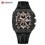 CURREN 8488 men's quartz chronograph watch with calendar and rubber strap