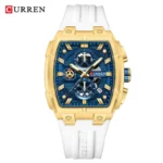 CURREN 8488 men's quartz chronograph watch with calendar and rubber strap