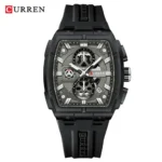 CURREN 8488 men's quartz chronograph watch with calendar and rubber strap