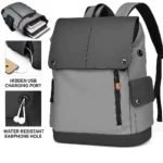 Men's large-capacity PU leather business laptop backpack