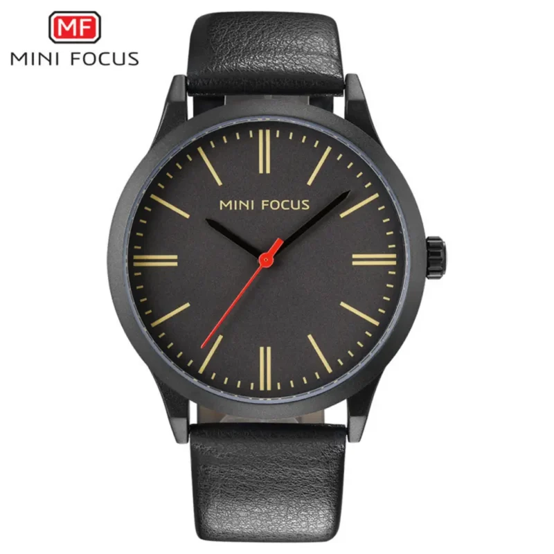 MINIFOCUS MF0058G men's three-hand quartz watch with leather strap
