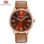 MINIFOCUS MF0058G men's three-hand quartz watch with leather strap