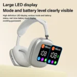 AKZ MAX600 wireless over-ear Bluetooth headphones with RGB display
