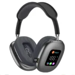 AKZ MAX600 wireless over-ear Bluetooth headphones with RGB display