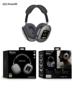 AKZ MAX600 wireless over-ear Bluetooth headphones with RGB display