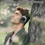 AKZ MAX600 wireless over-ear Bluetooth headphones with RGB display