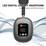 AKZ MAX600 wireless over-ear Bluetooth headphones with RGB display