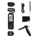 Q8 handheld sports camera with rotating lens and mounting bracket