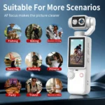 Q8 handheld sports camera with rotating lens and mounting bracket