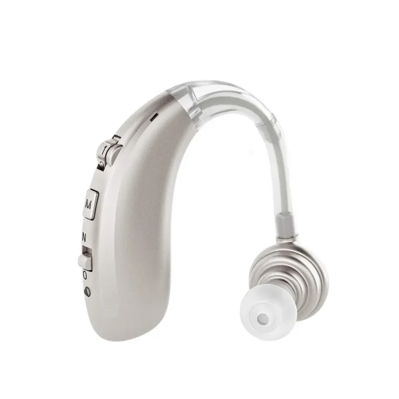 High-volume rechargeable hearing aid with built-in battery