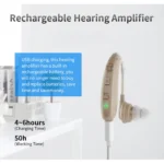 High-volume rechargeable hearing aid with built-in battery