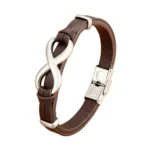 Men's leather bracelet with figure-eight stainless steel clasp