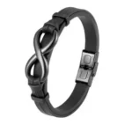 Men's leather bracelet with figure-eight stainless steel clasp
