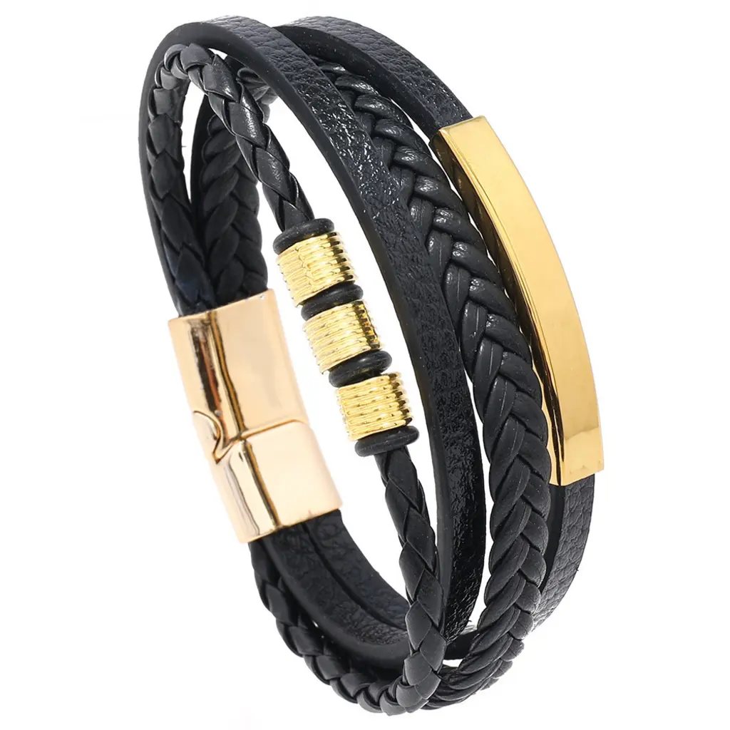 Men's Multilayer Braided Leather Bracelet with Magnetic Clasp Men's multilayer braided leather bracelet with magnetic clasp