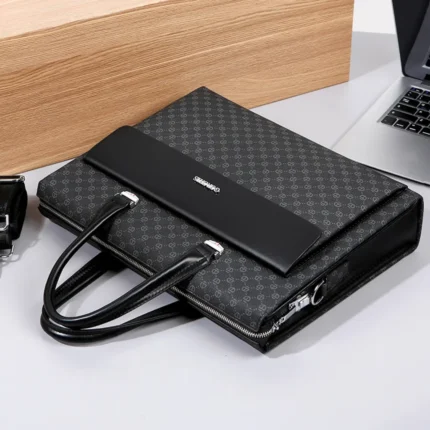 Men's laptop briefcase with combination lock and shoulder strap