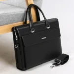 Men's laptop briefcase with combination lock and shoulder strap