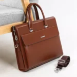 Men's laptop briefcase with combination lock and shoulder strap