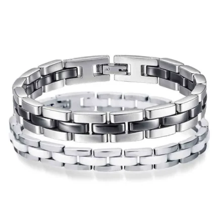 8 mm black and white stainless steel ceramic bracelet