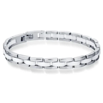 8 mm black and white stainless steel ceramic bracelet