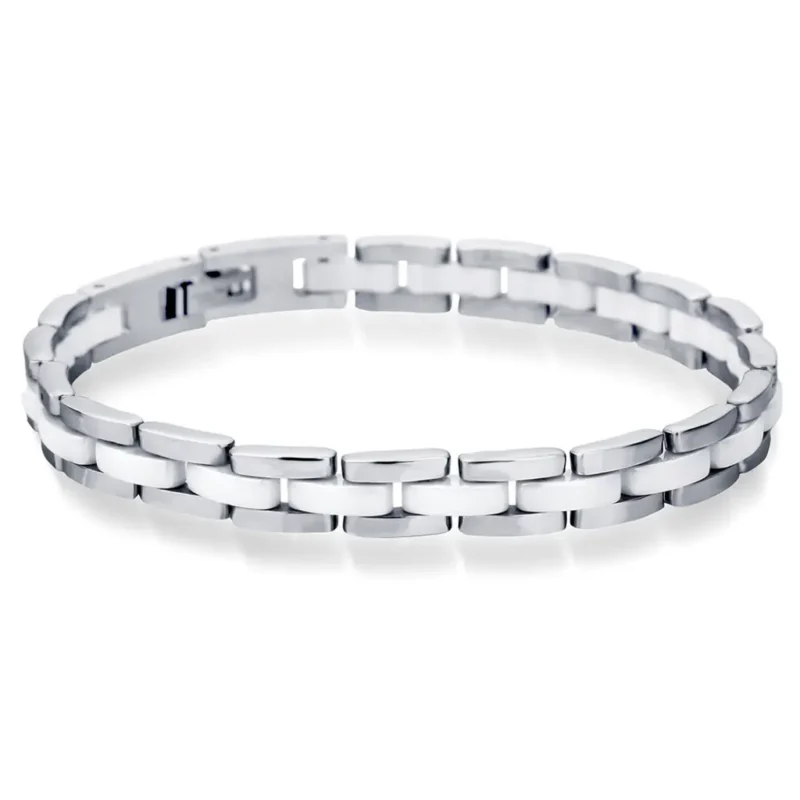 8 mm black and white stainless steel ceramic bracelet