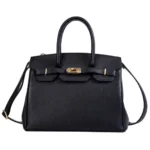 Women's litchi-texture handbag with lock-clasp detail