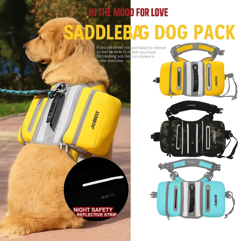 JUMAHE dual-pocket dog backpack for medium and large dogs