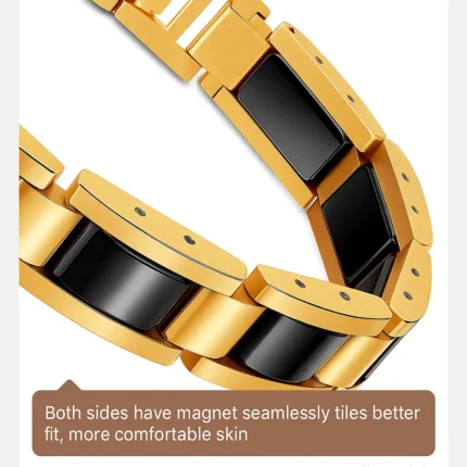 Black magnetic stainless steel bracelet with single-row design