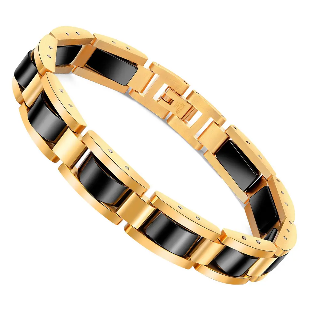 nour-349-image-3 Black magnetic stainless steel bracelet with single-row design
