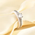 6mm black and white ceramic ring with zircon stones