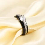 6mm black and white ceramic ring with zircon stones
