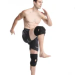 Hinged knee brace with steel plate and aluminum alloy support