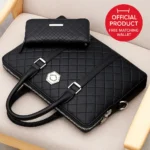 Men's genuine leather combination lock laptop briefcase