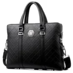 Men's genuine leather combination lock laptop briefcase