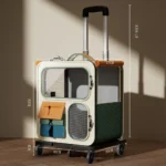 Large transparent wheeled cat carrier backpack with pull handle