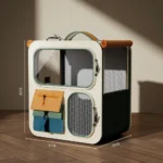 Large transparent wheeled cat carrier backpack with pull handle