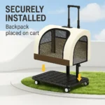 Foldable pet trolley carrier backpack for cats and small dogs