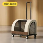 Foldable pet trolley carrier backpack for cats and small dogs