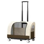 Foldable pet trolley carrier backpack for cats and small dogs