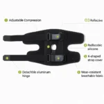 Hinged knee brace with fastening support straps
