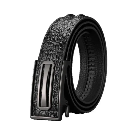 Men's crocodile-pattern split leather automatic belt