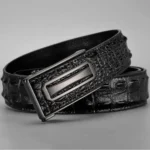 Men's crocodile-pattern split leather automatic belt